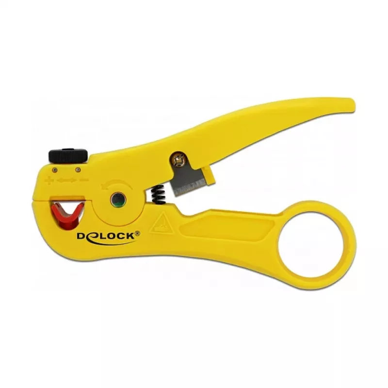 Kabelių nuėmiklis DELOCK 86478 – nuėmimo diapazonas 3,5–9 mm, ilgis 111 mm, geltonas