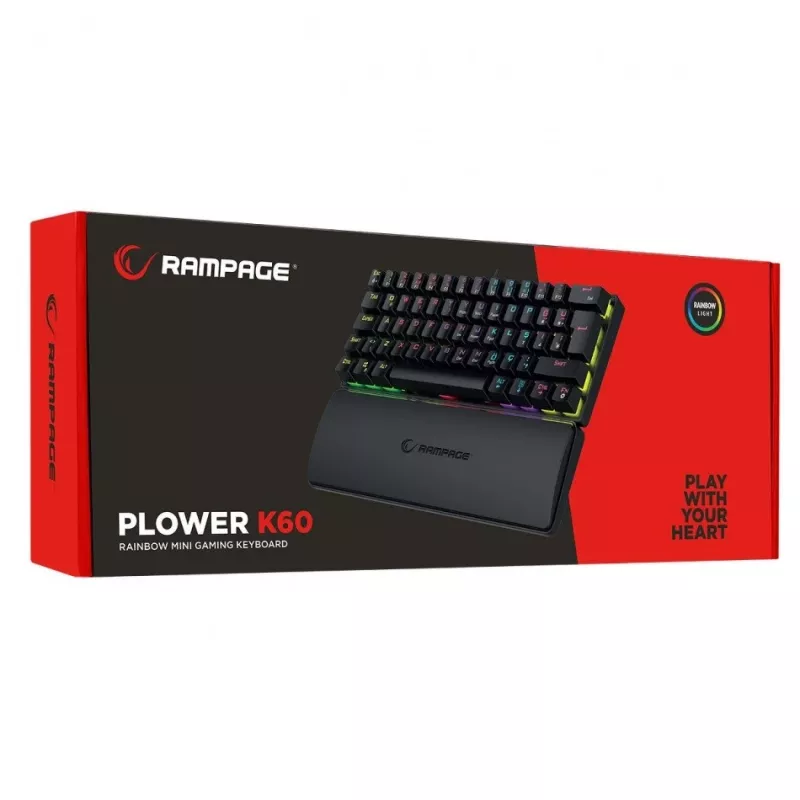 Mechaninė klaviatūra RAMPAGE PLOWER K60 su Blue jungikliais ir RGB apšvietimu