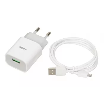Įkroviklis iBOX C-41 USB 2A, 1 USB prievadas, microUSB laidas, Baltas