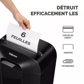 Fellowes Powershred LX25 kryžminio pjovimo smulkintuvas, juodas, 11,5 l, 6 lapų, kreditinių kortelių smulkinimas