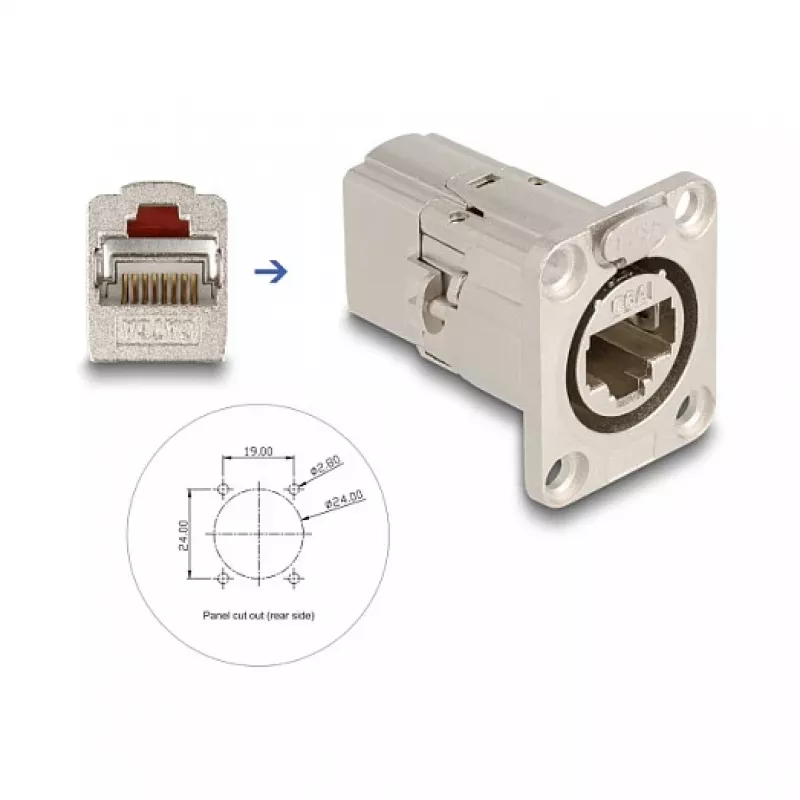DeLOCK 67062 D tipo RJ45 Cat.6a STP įmontuojama jungtis, metalinė