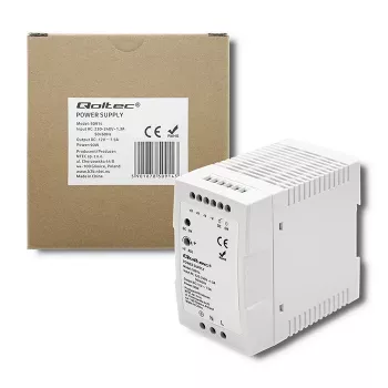 Qoltec 50914 DIN bėgio maitinimo šaltinis | 90W | 12V | 7,5A | Baltas | Plonas