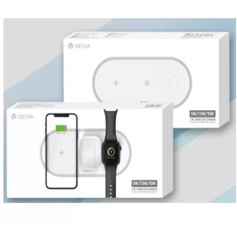 Devia V4 3-in-1 belaidis įkroviklis 10 W – išmaniesiems telefonams, Apple Watch, ausinėms