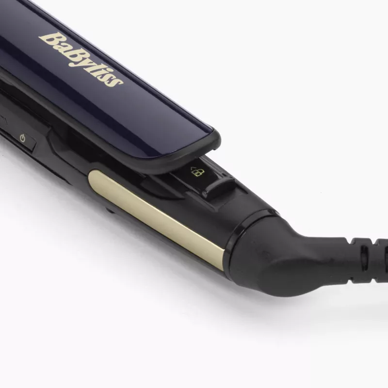 Tiesintuvas plaukams BABYLISS ST484E – keraminės plokštelės, Warm technologija, 230 V, 3,3 m laidas, juodas/auksinis