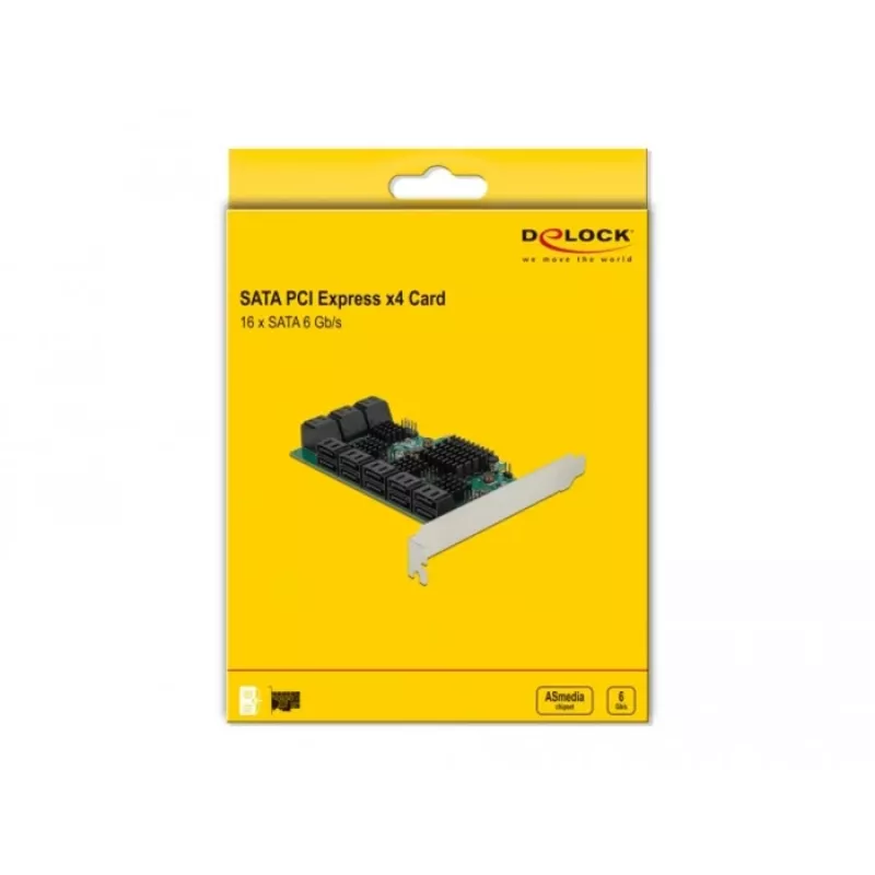 DeLOCK 16 prievadų SATA PCI Express x4 kortelė 6 Gbit/s žalia pilka