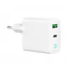 Sieninis maitinimo adapteris 220V GEMBIRD, universalus, 1× USB Type-C PD 20W, 1× USB-A 3.0 QC 18W, LED indikatorius, baltas