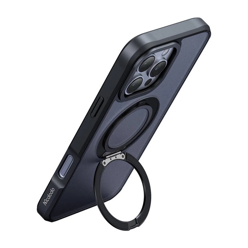 Apsauginis dėklas McDodo PC-4932 iPhone 16 Pro su integruotu stovu, juodas