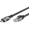 Etherneto kabelis USB-C 3.2 Gen2 Kištukas > RJ-45 Kištukas, LAN adapteris juodas/sidabrinis, 1,5 metro, pintas tekstilinis apvalkalas