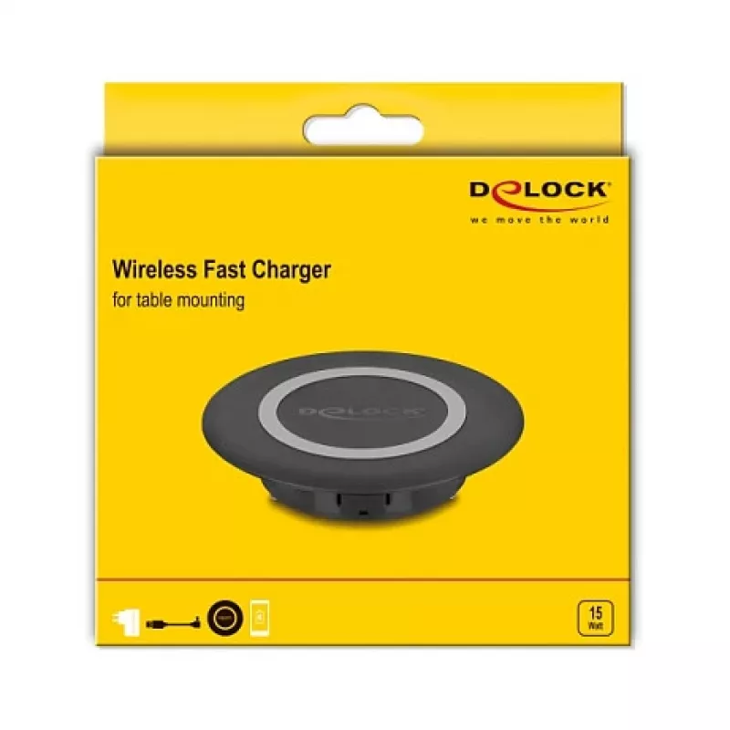 Vidaus belaidis įkroviklis DeLOCK 66284, juodas, USB, 15 W