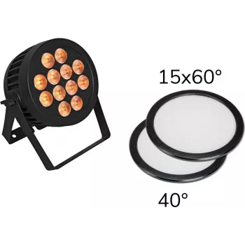 LED PAR šviestuvas EUROLITE 12x8W QCL 15x60° ir 40° su 2 difuzoriais
