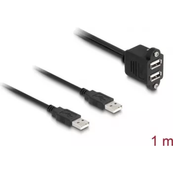 DeLOCK USB 2.0 laidas 2 x USB Type-A kištukas į 2 x USB Type-A lizdas 1 m juodas