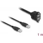 DeLOCK USB 2.0 laidas 2 x USB Type-A kištukas į 2 x USB Type-A lizdas 1 m juodas