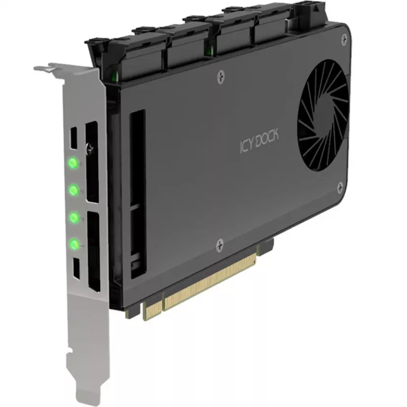 Adapterio kortelė 4 x M.2 NVMe SSD mobiliajam krepšiui, Icy Dock MB204MP-B