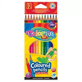 Spalvoti pieštukai Colorino Kids šešiakampiai 12 spalvų