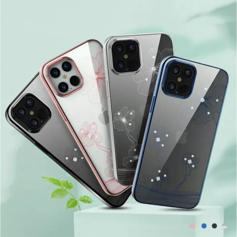 Apsauginis dėklas telefonui Devia Crystal Flora, iPhone 12 Pro Max, skaidri mėlyna, plonas