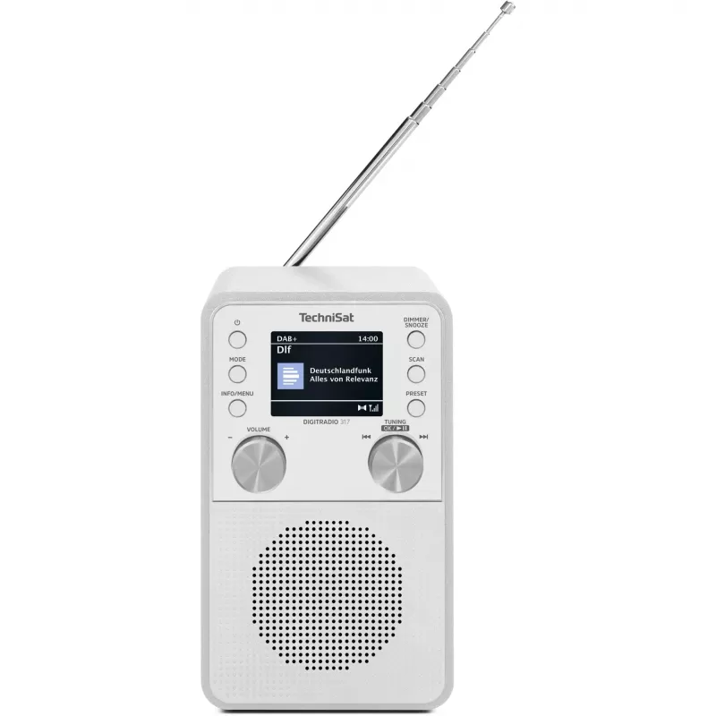 Radijo imtuvas TECHNISAT DigitRadio 317 Baltas – FM ir DAB+ priėmimas, kompaktiškas stalinis dizainas