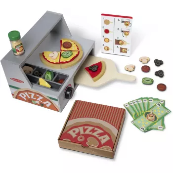 Žaidimų virtuvės aksesuaras Spin Master Melissa & Doug Top & Bake Pizza Counter, apsimestinis picos gaminimo rinkinys
