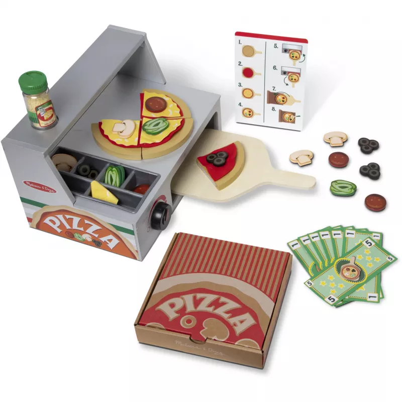Žaidimų virtuvės aksesuaras Spin Master Melissa & Doug Top & Bake Pizza Counter, apsimestinis picos gaminimo rinkinys