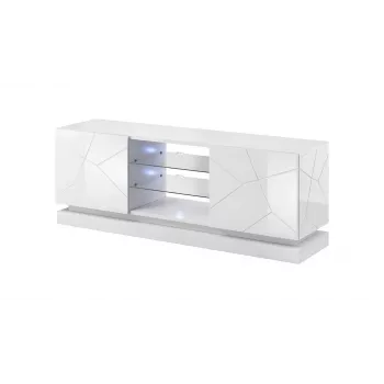 TV spintelė cama meble QIU 160 — MDF baltas blizgus, 1600×420×570 mm
