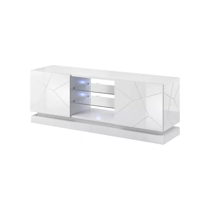 TV spintelė cama meble QIU 160 — MDF baltas blizgus, 1600×420×570 mm