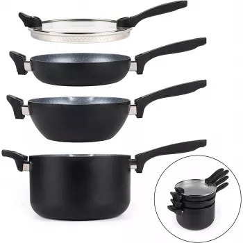 Puodų rinkinys Russell Hobbs RH01840EU7 – 4 dalių sukraunamas metalinis marmurinis