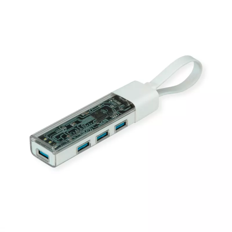 ROLINE nešiojamas USB 3.2 Gen 1 šakotuvas, 4 prievadai, Type-A + C jungiamuoju kabeliu