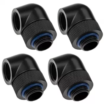 Adapteris 90° G1/4 colio išorinis į G1/4 colio vidinį pasukamas, XSPC, juodos spalvos, 4 vnt. pakuotė