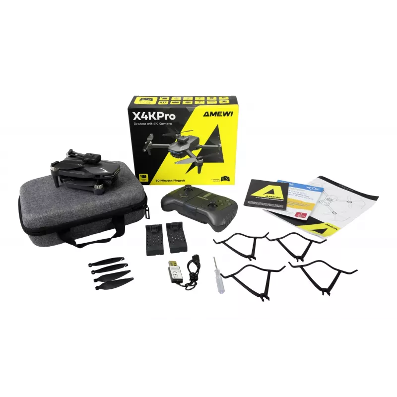 Dronas Amewi X4KPro, 4 rotoriai, 3840 x 2160 pikselių, 1500 mAh, pilka