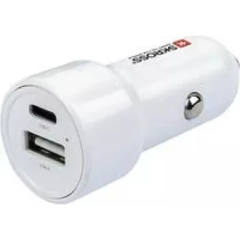 SKROSS Dvigubas automobilinis įkroviklis 65W PD su USB-C laidu baltas (SKCHCA0365WPDCN)
