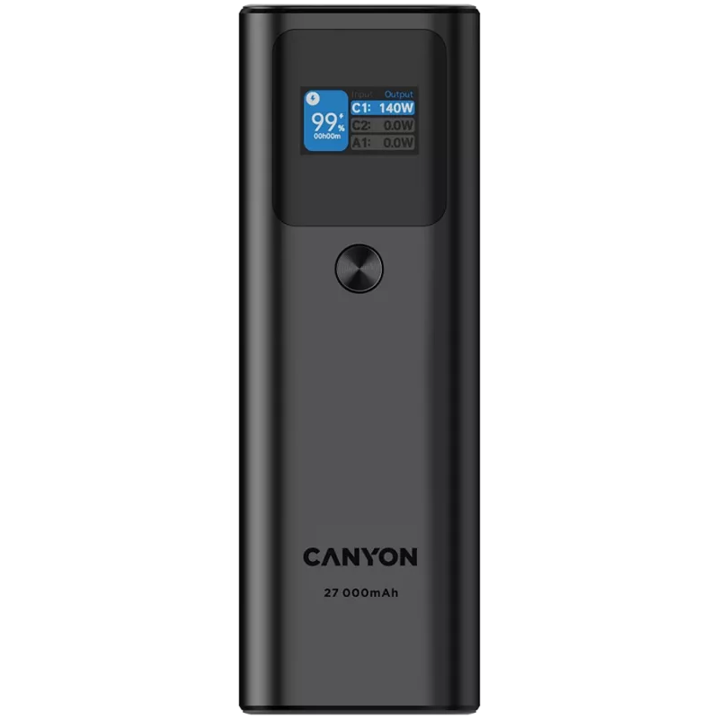 Canyon PB-2010 - Powerbank - Li-Pol - 27 000 mAh - Skaitmeninis ekranas - 2xUSB-C + 1xUSB-A - 140W