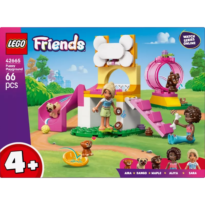 LEGO Friends Šuniukų žaidimų aikštelė 42665, 66 dalių, 2 minifigūrėlės, amžius 4+