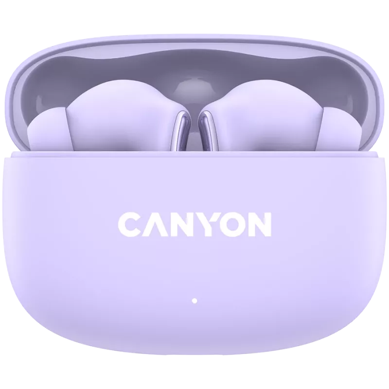 Canyon TWS-9 CNS-TWS9P Belaidės ausinės – Tikrai belaidės – Bluetooth 5.4 – Į ausį – 6h + 30h veikimo laikas – USB-C įkrovimo dėklas – Lietimo valdymas – alyvinė