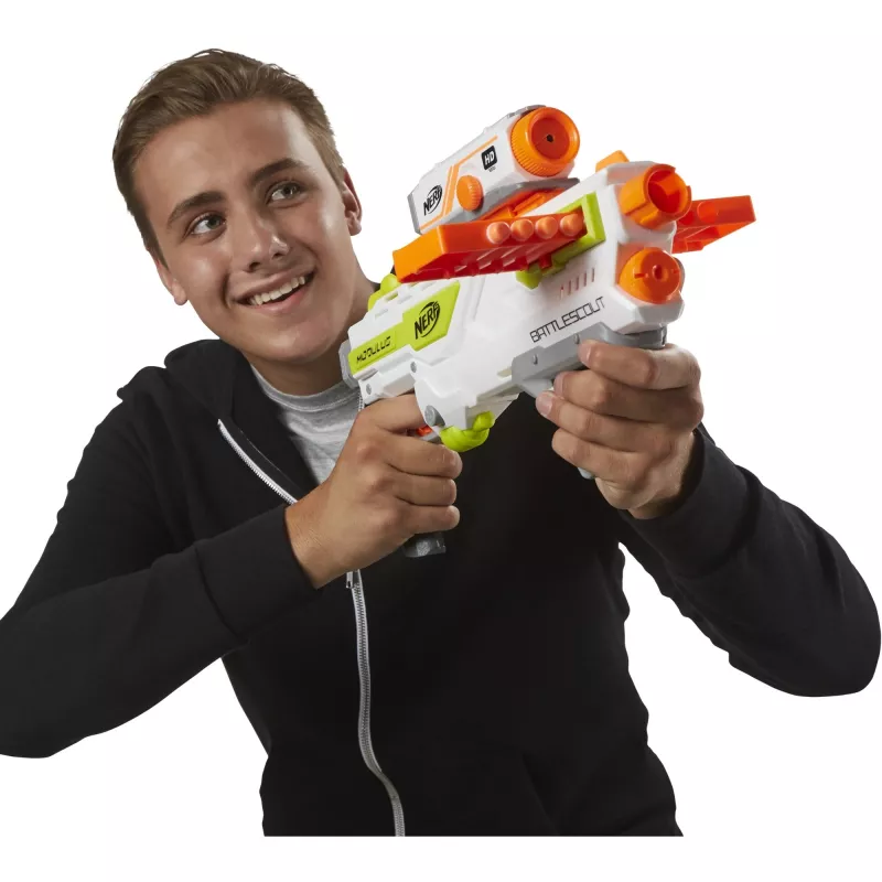 Pistoletas putplasčio strėlėms HASBRO Nerf BattleScout ICS-10 FFP B1756F030 – vieno šūvio, taktinis bėgelis