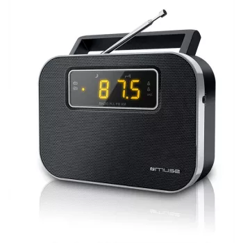 Muse M-081R | 2 juostų PLL nešiojamas radijo imtuvas su žadintuvu | Juoda