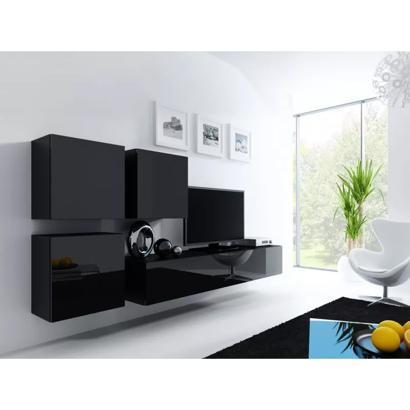 Cama TV stovas VIGO '180' 30/180/40 juodas/juodas blizgus