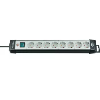 Brennenstuhl Premium-Line 8-fach schwarz/lichtgrau Premium-Line Steckdosenleiste 8-fach schwarz/lichtgrau, 5 m Kabel H05VV-F 3G1,5, Mit Schalter, Stab