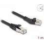 DeLOCK RJ45 Cat.8.1 tinklo kabelis 45° kairėn lenktas į tiesų 1m juodas