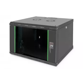 Profesionalus sieninis IT spintos korpusas Unique serija - 600x600 mm (PxG), juodas, 7 aukštiniai vienetai