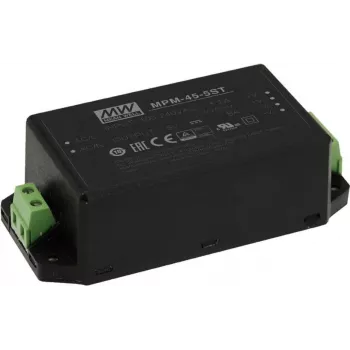 MEAN WELL MPM-45-5 vnt. Maitinimo šaltinis ir įtampos keitiklis vidaus montavimui 45 W Juodas (MPM-45-5 pc(s))