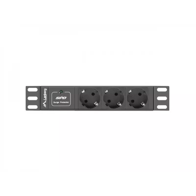 Lanberg PDU-03F-0200-BK maitinimo paskirstymo įrenginys (PDU) 1U juodas 3 AC išėjimai (PDU-03E-0200-IEC-BK)