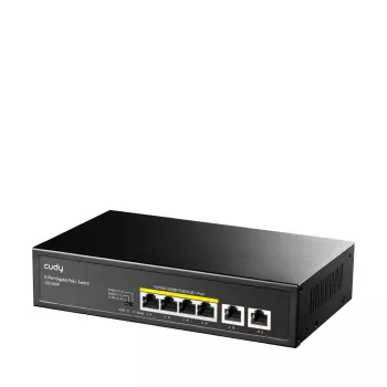 Cudy GS1006P tinklo jungiklis, nevaldomas Gigabit Ethernet, 6 prievadai PoE, 12 Gbit/s, 2048 MAC, juodas