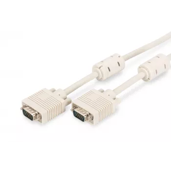 VGA monitoriaus prijungimo laidas DIGITUS AK-310103-100-E — HD15(M) į HD15(M), 10 m, 3Coax+7 laidų, smėlio spalvos