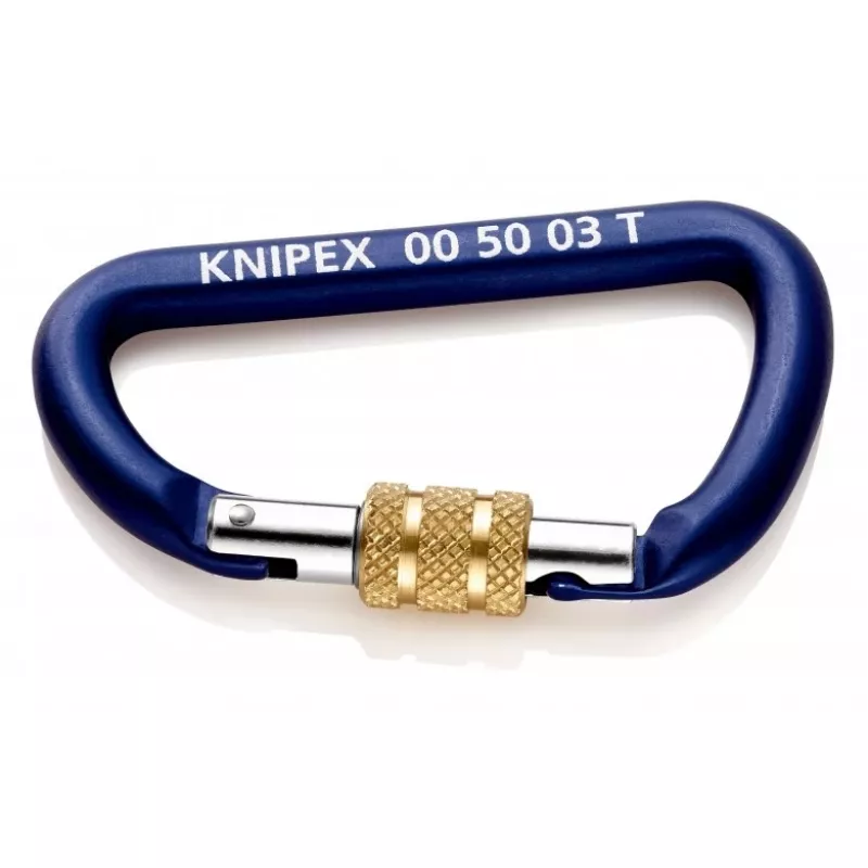 Karabinas užrakinamas Knipex 00 50 03 T BK, D formos, aliuminis, 2 vnt.