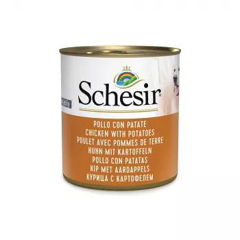 Šlapias šunų ėdalas Agras Pet Foods Schesir Vištiena su bulvėmis drebučiuose 285 g, suaugusiems šunims, be glitimo ir sojos