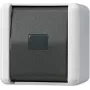 JUNG 833 W mygtukinis jungiklis — juodas/baltas, IP44, 250 V AC, 10 A