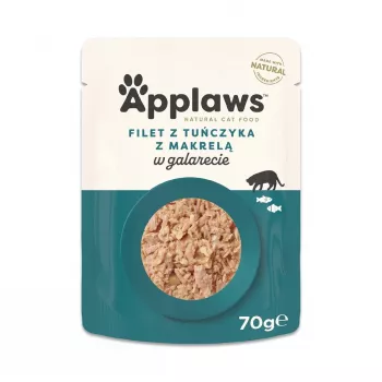 Šlapias kačių ėdalas Applaws Tuna Fillet with Mackerel in Jelly 70 g maišelis, suaugusioms katėms, 82% drėgmė, 13% baltymai