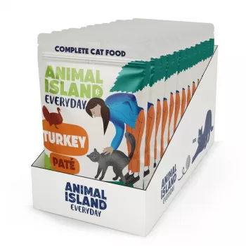 ANIMAL ISLAND paštetas kalakutiena maišeliai katėms 12x100g