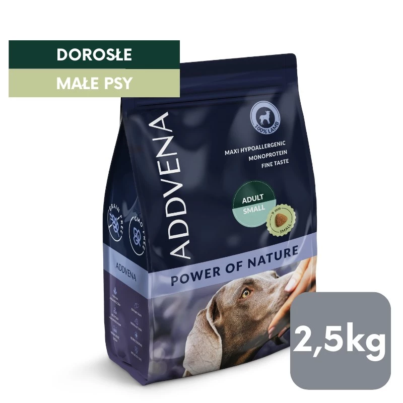 ADDVENA Power of Nature Adult Small Lamb - sausas šunų ėdalas - 2,5 kg