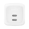 Greitasis AC sieninis įkroviklis Belkin WCH020KQ2MWH-B6 — 2x USB‑C, 2 m integruotas laidas, baltas