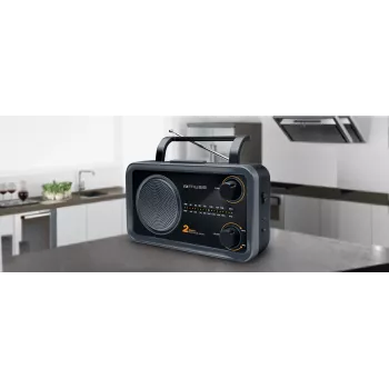 Muse M-06DS 2 juostų nešiojamas radijo imtuvas, pilka spalva